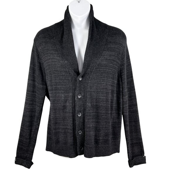 Treasure & Bond Mens XL Shawl Collar Cardigan Black Caviar Marl Quiet Luxury - Picture 1 of 16